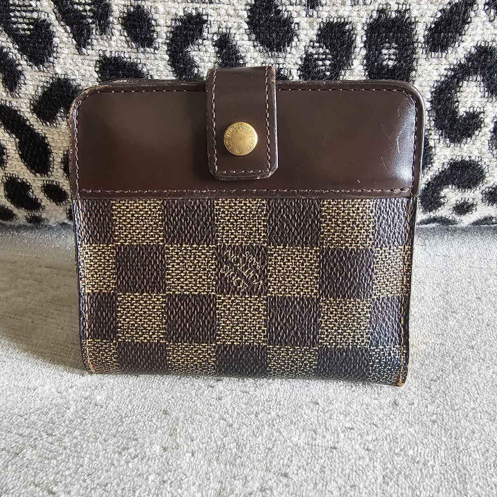 AUTHENTIC Louis Vuitton Damier Brown & Leather Ebene Wallet